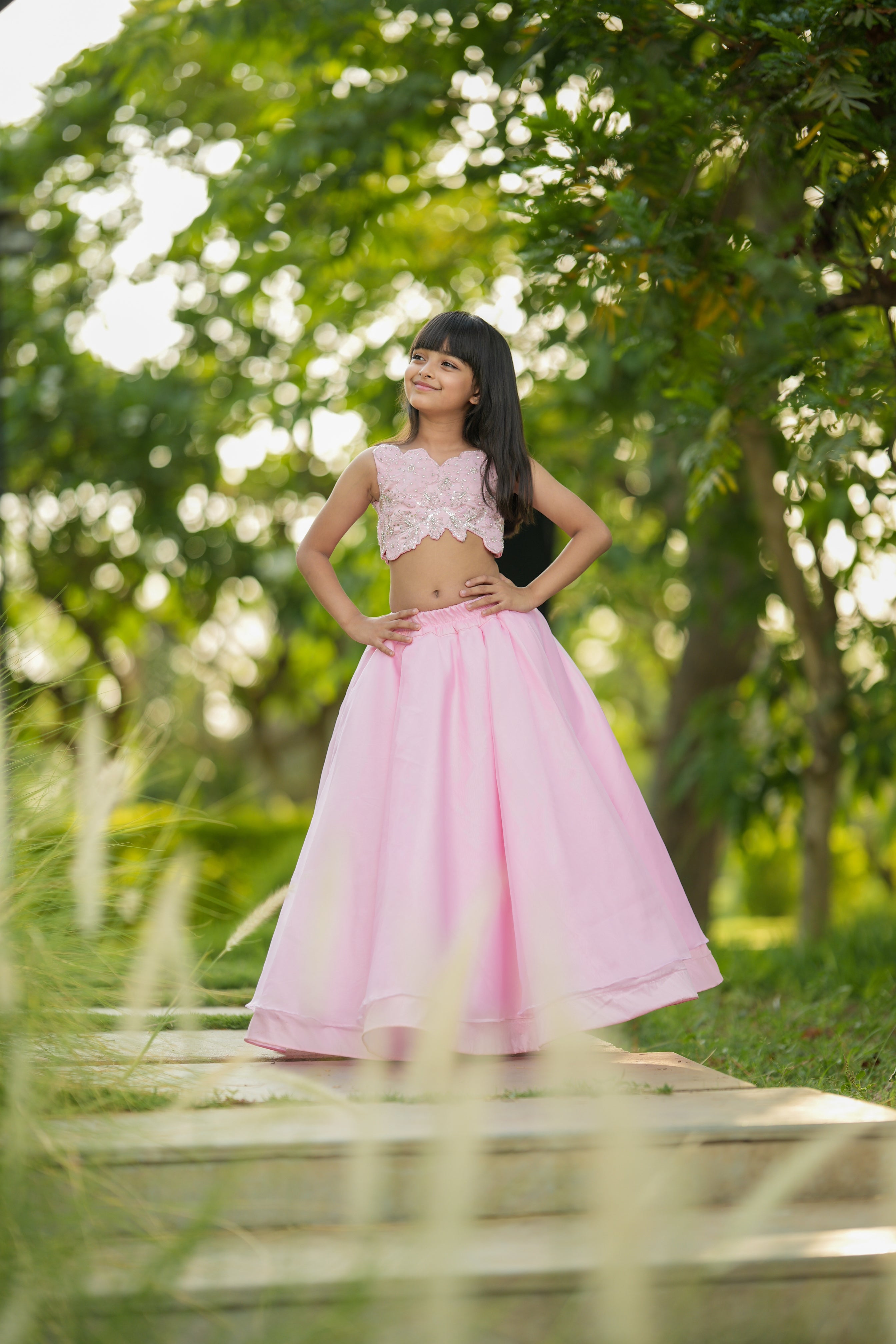 Pink floral Lehenga