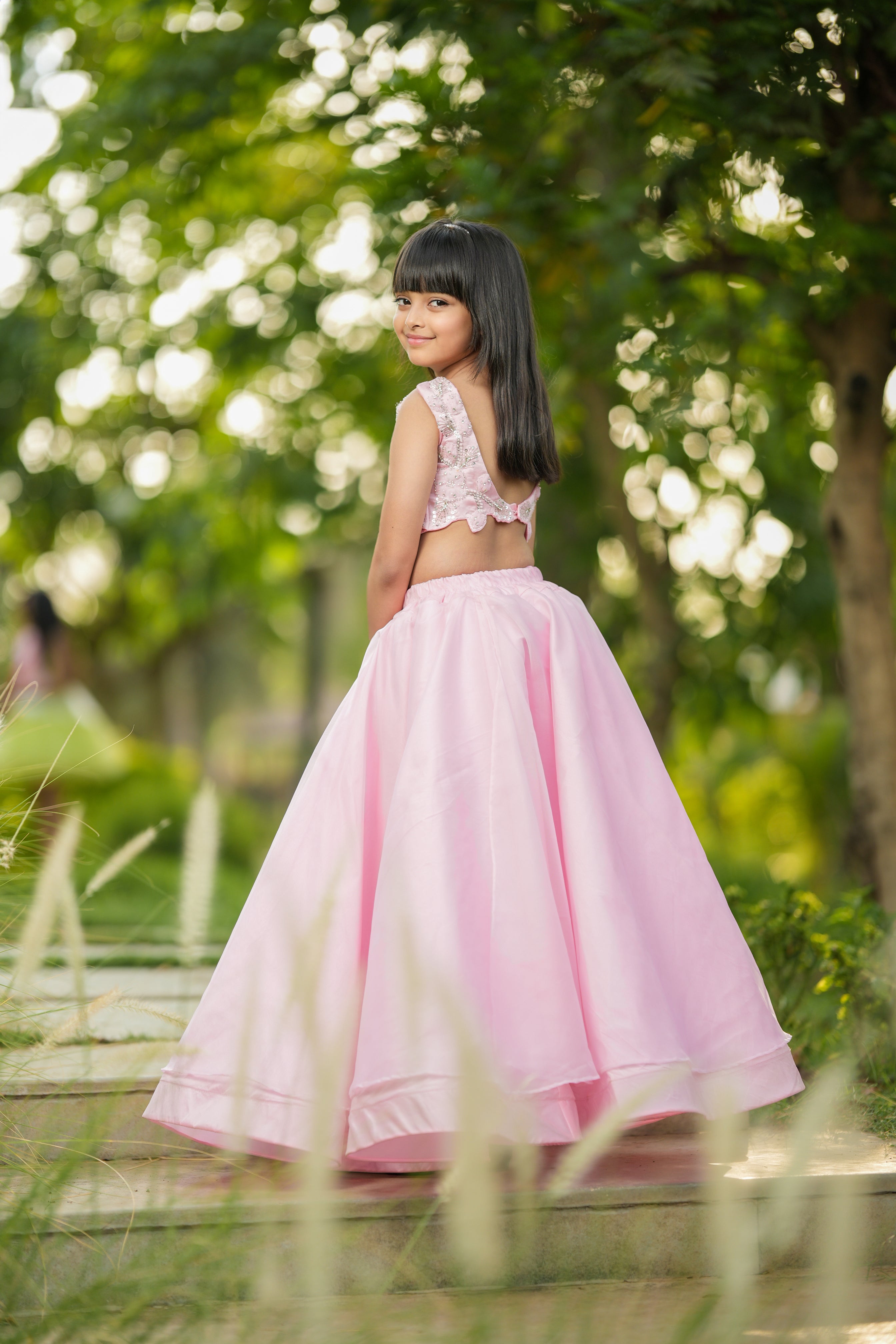 Pink floral Lehenga