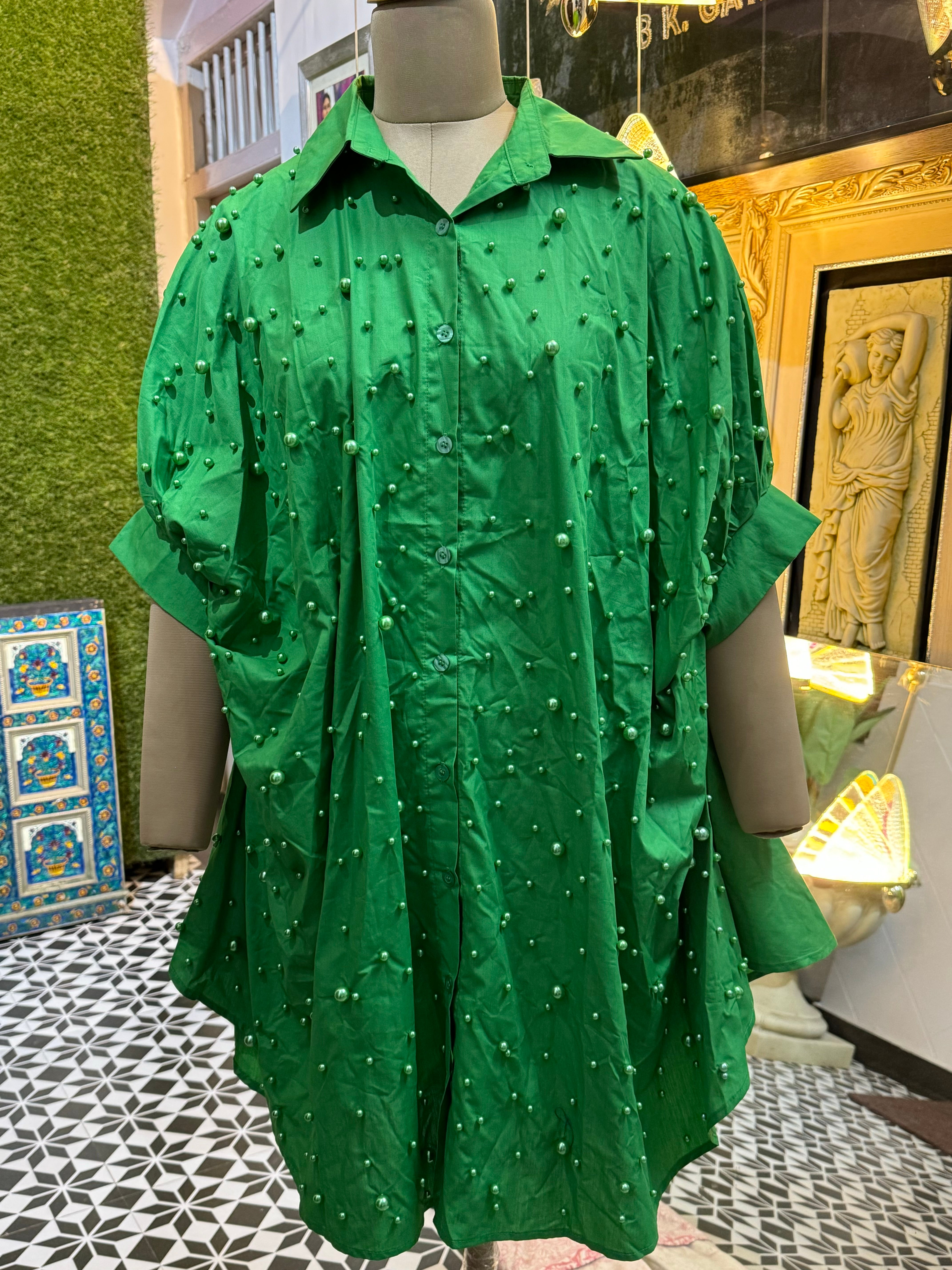 Green pearl dress