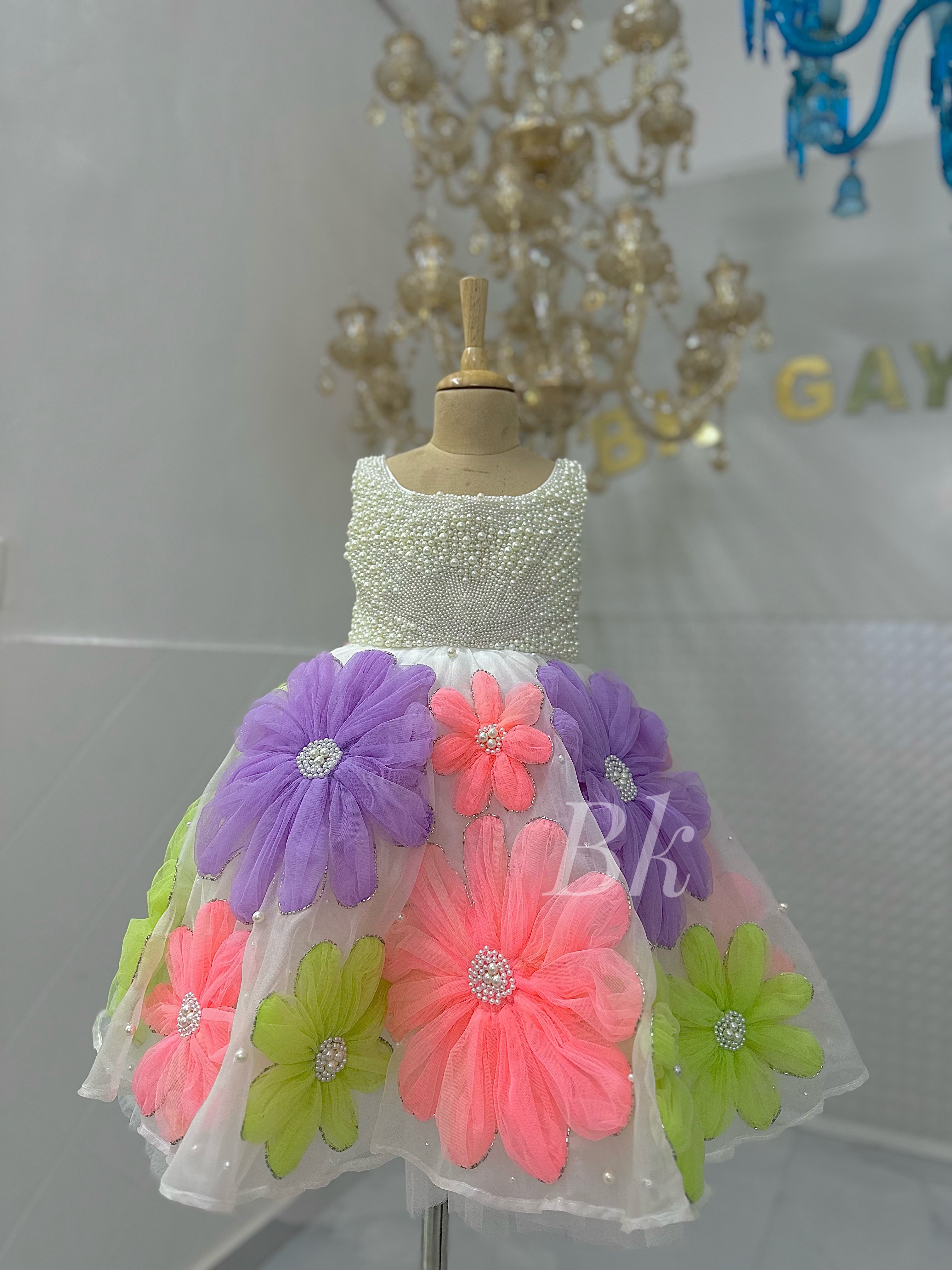 Signature 3D flower dress (knee length)