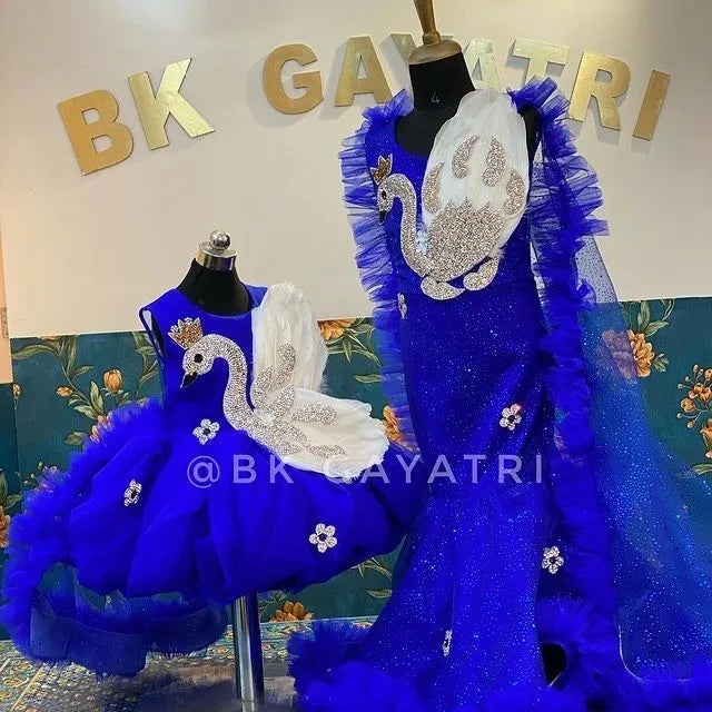 3D Swan Dress In Blue - BK Gayatri Official