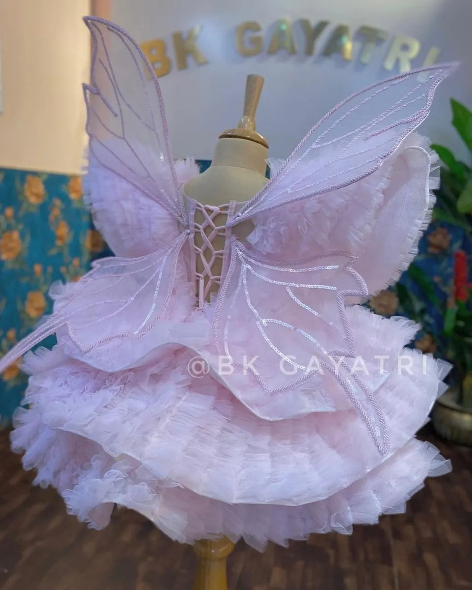 Pink Haute Couture Butterfly Dress - BK Gayatri Official