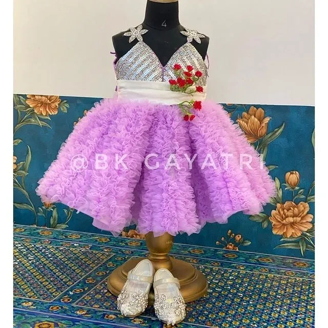 Silver knee Length Dress - BK Gayatri Official