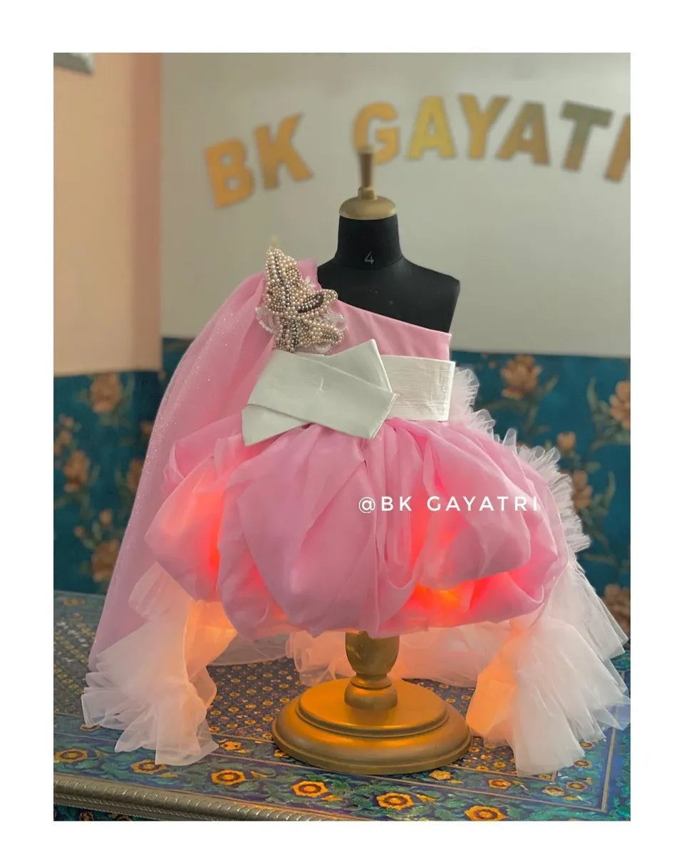 Glowing Pink draped Dress - BK Gayatri Official