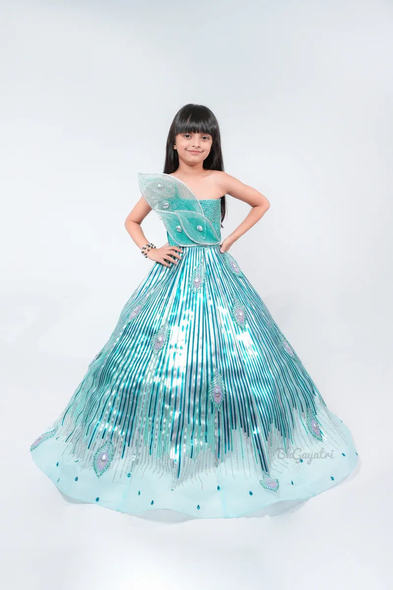 Peacock Metallic Dress - BK Gayatri Official